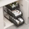 Estante de Almacenamiento Extraíble para Lavabo de Baño Gabinete Debajo del Almacenamiento Caja de Almacenamiento Lavamanos de Inodoro Cesta Desplegable Estante por Capas