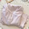 Pijama largo de manga larga y pantalón largo rosa dulce estilo coreano para mujer, adecuado para primavera, otoño e invierno, hecho de material cálido de felpa, un conjunto fino de felpa para estar en casa