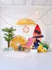 Cenário de Montagem de Evento com Tema de Verão Display de Loja em Shopping de Verão Decoração de Prancha de Surf Fundo de Decoração com Placa Kt