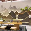 Lujo ligero nuevo salón de té chino restaurante fondo relieve tres dimensional papel tapiz alta calidad elegante mural de paisaje de fondo