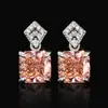 Conjunto de Joias Brincos Anel Colar Padparadscha Flor de Gelo Cubo Moda Feminina Luxo Leve Atacado