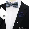 Conjunto de Gravata Borboleta, Abotoaduras e Broche Masculino de Três Peças para Terno de Casamento do Noivo Decoração de Camisa Gravata Borboleta Paisley
