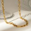 Cadena de acero inoxidable en oro de 18 quilates, diseño silencioso y moderno, hecha a mano.:1 collar de cadena para mujer que no se decolora, joyería de tendencia al por mayor