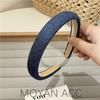 Diadema Coreana Retro Simple Elegante de Tela de Mezclilla Parte Superior Craneal Alta Diadema de Esponja Combinable Celebridad de Internet para Salir Sello para el Cabello de Mujer