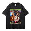 Camiseta de Peso Pesado con Estampado de Personaje de Lucha para Hombre Marca de Moda Americana High Street Manga Corta Top Transfronterizo
