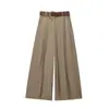 Atacado Transfronteiriço Outono Novo Comércio Exterior Estoque Pronto Estilo Europeu e Americano Moda Casual Feminina Cinto Original Calças de Cetim