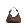 Bolsa Hobo de Camurça Retro Mellard para Ombro Outono/Inverno Nova Bolsa de Couro Fosco Formato Dumpling Bolsa de Mão Transversal de Couro Genuíno Feminina