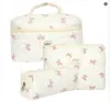 Bolsa Cosmética Portátil Grande Capacidade Floral Pequeno Armazenamento Algodão Acolchoado Portátil Flores Fofas Ins Viagem Estudantes