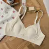 [Processamento Personalizado] Sutiã de Algodão Doce Estilo Francês Ultra-Fino com Orelhas de Coelho Sem Aro para Busto Grande Parecer Menor