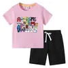 Camiseta para Niños 2023 Verano Nuevo Comercio Exterior Ropa para Niños ins Coreana Algodón Pantalones Cortos de Manga Corta para Niños Traje de Dos Piezas