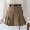 Pantalones falda plisados de pana para mujer para principios de otoño e invierno 2026, nuevos shorts de pierna ancha línea A de cintura alta para primavera