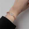 Prata S925 doce elegante feminino morango Cristal Pedra da Lua pulseira artesanal diy ajustável pulseira de cristal C0535