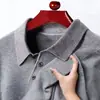 Suéter de punto otoñal transfronterizo con cuello de piel sintética, mangas largas, color liso, adecuado para hombres de mediana edad, estilo casual y simple, perfecto como prenda interior