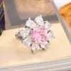 Douyin Transmissão ao Vivo Flor de Cerejeira Cartão Diamante Rosa Anel de Flor de Diamante Doce Elegante Alto Padrão Diamante Sintético Diamante Colorido Pedra Colorida Atacado Fábrica