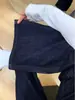 Jeans Azul Escuro Wide Leg Plus Size para Mulheres 2025 Inverno Novo Cintura Alta Gordura mm Solto Retro Versátil Calças Retas