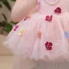 Vestido de tirantes para niña, Nuevo estilo de verano, Vestido de princesa a la moda, Vestido de flores tridimensionales para bebé, Vestido para fiesta de cumpleaños