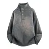 Suéter de punto Henley de cuello alto, conjunto a juego para hombre y mujer, prenda exterior de color liso, estilo "old money", casual, otoño/invierno, venta al por mayor desde una fábrica transfronteriza