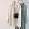 Board Grande Otoño e Invierno 2025 Estilo Perezoso Cuello de Encaje Empalmado Suéter de Punto Prendas de Punto para Mujer Top de Punto Gris