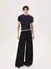 Camiseta de Punto de Manga Corta de Color Sólido de Dos Piezas para Hombre con Diseño de Cuello de Alta Gama, Corte Ajustado, Cleanfit, Adecuada para Viajar al Trabajo en Verano