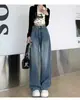 Jeans de Tiro Alto Rectos Sueltos para Mujer, Caída Estrecha de Pierna Ancha, Nuevos Pantalones Versátiles de Largo Completo 2025, Estilo Popular de Primavera y Otoño