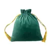 Venta Directa de Fábrica de Bolsas de Terciopelo con Cordón, Bolsas de Terciopelo Verde Oscuro, Bolsas Pequeñas de Tela con Cordón para Joyería y Regalos al por Mayor