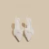 Sandalias de Tacón Aguja con Punta Estilo Francés para Mujer 2026 Verano Nuevo Modelo Lazo Morado de Tacón Alto Cómodas Chanclas de Exterior