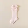 Meias de cano médio para bebês meninas para primavera, verão e outono com laços, meias femininas estilo espanhol, meias de princesa para bebês, meias de rede para panturrilha