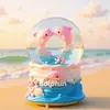 Cartón tarjeta cuero delfín de agua niño bola de cristal brillante caja de música escritorio adornos lindos waterpolo regalos al por mayor