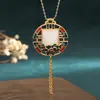 Nuevo Colgante Estilo Chino Esmalte Imitación Jade Hetian Collar para Mujer, Accesorio Retro Estilo Nacional Cheongsam, Cadena de Clavícula de Alta Gama