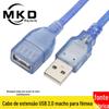 Cabo de extensão macho-fêmea USB 2.0 direto da fábrica Cabo de extensão AM para AF macho-fêmea transparente azul cobre puro metro