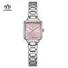 Reloj de marca Fate love nuevo exquisito elegante cuadrado nicho impermeable para mujer correa de acero reloj de cuarzo femenino
