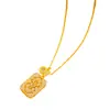 Colar de Ouro com Diamantes Inteiros da Loja de Ouro Puzuo, Apresentando um Pingente Quadrado Pequeno Oco Esculpido Brilhante Corrente Clavícula para Mulheres