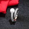 Anillo abierto de plata de ley 925 elegante anillo de perlas y diamantes moda coreana joyería de plata de ley al por mayor