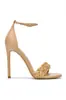 Sandalias de tacón alto para mujer con bolso trasero, cadena metálica tejida de 11 cm, punta redonda
