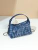 Bolso Tejido de Diseño Original Niche Primavera y Verano Nuevo Tela Denim Cinta Tejido Fino de Mano Bolso Cuadrado Pequeño para Llevar al Hombro o Cruzado