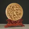 Talla en Madera de Ciprés de Nueve Dragones Jugando con Perlas, Gran Exhibición de Grandes Planes, Adornos de Disco, Tallas en Madera para Bonsái de Interior, Hueco Doble Cara Grande y Exquisito