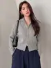 Suéter torcido com zíper estilo coreano para mulheres, casaco curto, novo cardigã 2026, top de tricô liso para outono e inverno