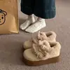 Zapatos Birkenstock cálidos de felpa con suela gruesa y que aumentan la altura para mujer 2026 nuevo invierno para exteriores botas de nieve Velcro piel zapatos de algodón