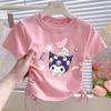 2025 Nuevo Estilo Explosiones Cuello Redondo Ropa Dopamina Lazo Verano Top para Niñas Hombro Manga Corta Camiseta Corta