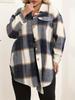 Ropa de Mujer Otoño e Invierno 2024 Transfronteriza Europea y Americana, Abrigo Largo de Cuadros con Solapa y Bolsillos, Manga Larga, Talla Extra Grande, a la Moda y Elegante