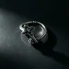 Anillo de Cobre Vintage Desgastado con Grueso Chapado en Plata y Diseño Completo de Flor de Iris con Diamantes, Anillo Ajustable Estilo Punk Personalidad Dulce y Fresca para Hombres y Mujeres