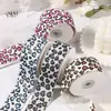 Cinta de Tela Cepillada con Estampado de Leopardo en Forma de Corazón de un Solo Lado para Decoración de Sombreros, Moño DIY, Caja de Regalo, Empaque de Ramo, Cinta en Forma de Corazón