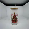 Copo Mason Jar de Vidro 16oz para Cerveja Cola Água com Logotipo Personalizado de Natal em Estoque Transfronteiriço Sublimação
