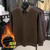 Suéter de Terciopelo Grueso para Papá Transfronterizo para Hombres de Mediana Edad y Mayores Camisa de Punto Falsa de Dos Piezas para Otoño e Invierno Camiseta Interior de Punto para Hombres