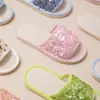 Pantuflas de Colores Caramelo con Lentejuelas para Mujer, Estilo Europeo y Americano Simple, para Interiores del Hogar, para Todas las Estaciones, de Algodón y Lino