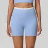 Calça de yoga nova color block transfronteiriça para mulheres, cintura alta, sem marcas de calcinha visíveis, shorts de ginástica, corrida ao ar livre, shorts atléticos de contraste de cor