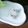Aretes de Gancho para la Oreja de Jade Hetian Natural y Cuentas Antiguas Mate Azules, Cuentas de Manzana, Aretes de Abanico de Diosa Atmosféricos, Accesorios para la Oreja