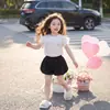 Camisa de Verano de Manga Corta Estilo Coreano para Niñas, Top de Bebé Elegante y Lindo con Diseño de Flor 3D, Conjunto de Dos Piezas Moderno para Niños