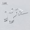 S925 Tremella Line Feminino Estilo Coreano Oco Amor Linha Doce Coração Corrente Longa Brinco Brinco Gota Joia de Orelha E1121