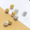 6 Esferas Vazadas de Liga com Zircônia Incrustada Flor Ágata Cristal Fio Pulseira Joias DIY Atacado